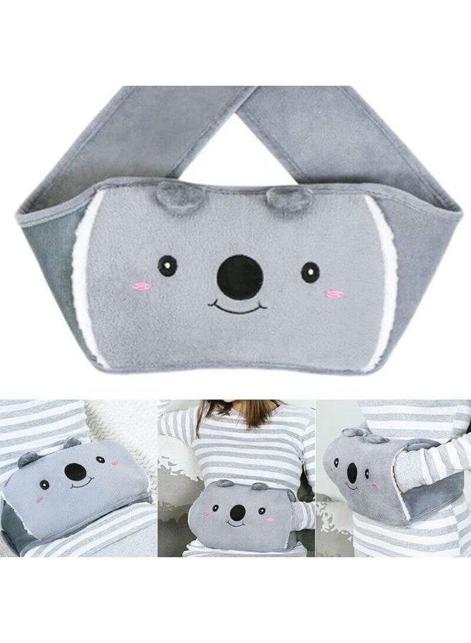 Hot Water Bottle with Plush Waist Belt Cover for Neck Shoulder Back Legs and Abdomen Relief Soft and Warm Design for Family and Friends(Koala，Grey). - Image 5