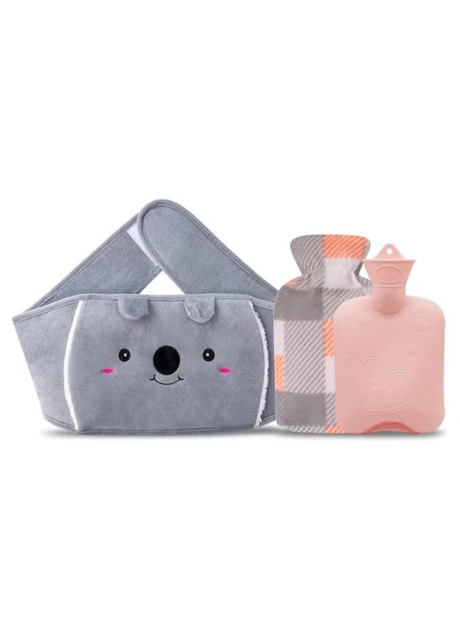 Hot Water Bottle with Plush Waist Belt Cover for Neck Shoulder Back Legs and Abdomen Relief Soft and Warm Design for Family and Friends(Koala，Grey). - Image 1
