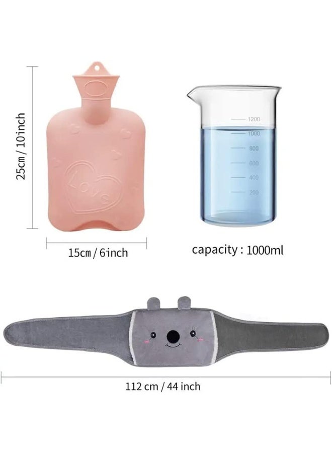 Hot Water Bottle with Plush Waist Belt Cover for Neck Shoulder Back Legs and Abdomen Relief Soft and Warm Design for Family and Friends(Koala，Grey). - Image 3