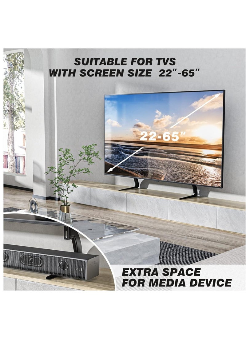 "Universal TV Stand Tabletop Mount by 5Rcom: Supports 22 to 65 inch Flat Screen TVs, Adjustable Height, Max 88lbs Capacity, VESA 800 x 500mm - Stable TV Legs for Plasma, LCD, LED Screens"