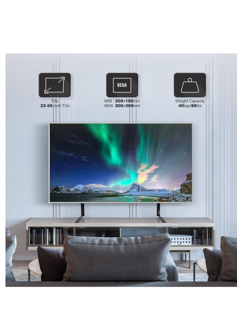 "Universal TV Stand Tabletop Mount by 5Rcom: Supports 22 to 65 inch Flat Screen TVs, Adjustable Height, Max 88lbs Capacity, VESA 800 x 500mm - Stable TV Legs for Plasma, LCD, LED Screens"