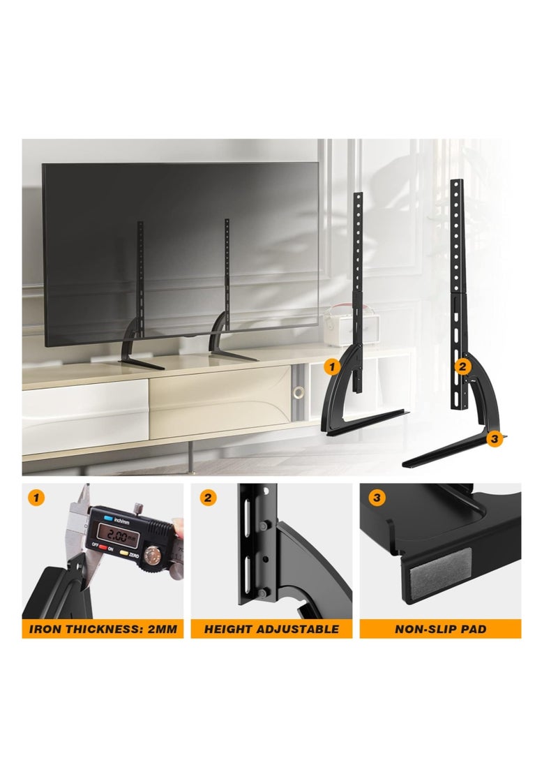 "Universal TV Stand Tabletop Mount by 5Rcom: Supports 22 to 65 inch Flat Screen TVs, Adjustable Height, Max 88lbs Capacity, VESA 800 x 500mm - Stable TV Legs for Plasma, LCD, LED Screens"