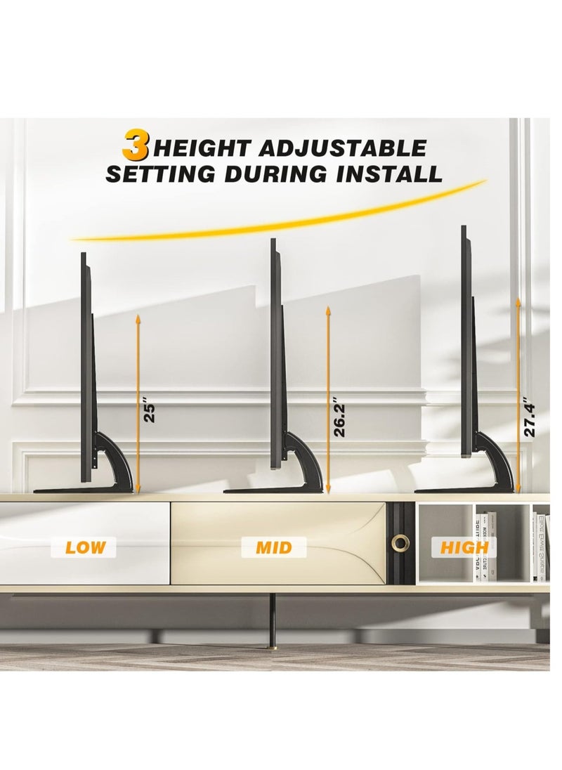 "Universal TV Stand Tabletop Mount by 5Rcom: Supports 22 to 65 inch Flat Screen TVs, Adjustable Height, Max 88lbs Capacity, VESA 800 x 500mm - Stable TV Legs for Plasma, LCD, LED Screens"