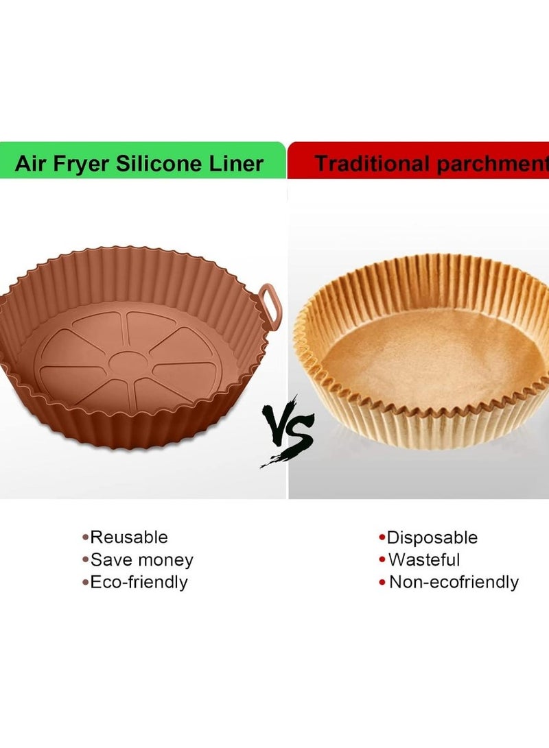 مجموع من عدد 3 قطع قوالب ايرفراير سيليكون غير لاصق، قالب وعاء سليكون ارفرير دائري آمن غذائيًا للقلاية الهوائية، بطانة مقلاة هوائية بديل لورق الزبدة القابل للاشتعال، سلة فرن قابلة لإعادة الاستخدام، ملحقات فرن للمطبخ، مناسبة للمقلاة الهوائية 3 إلى 5.7 لتر( اللوان متعددة  تاتي بشكل عشوائي) - Image 4
