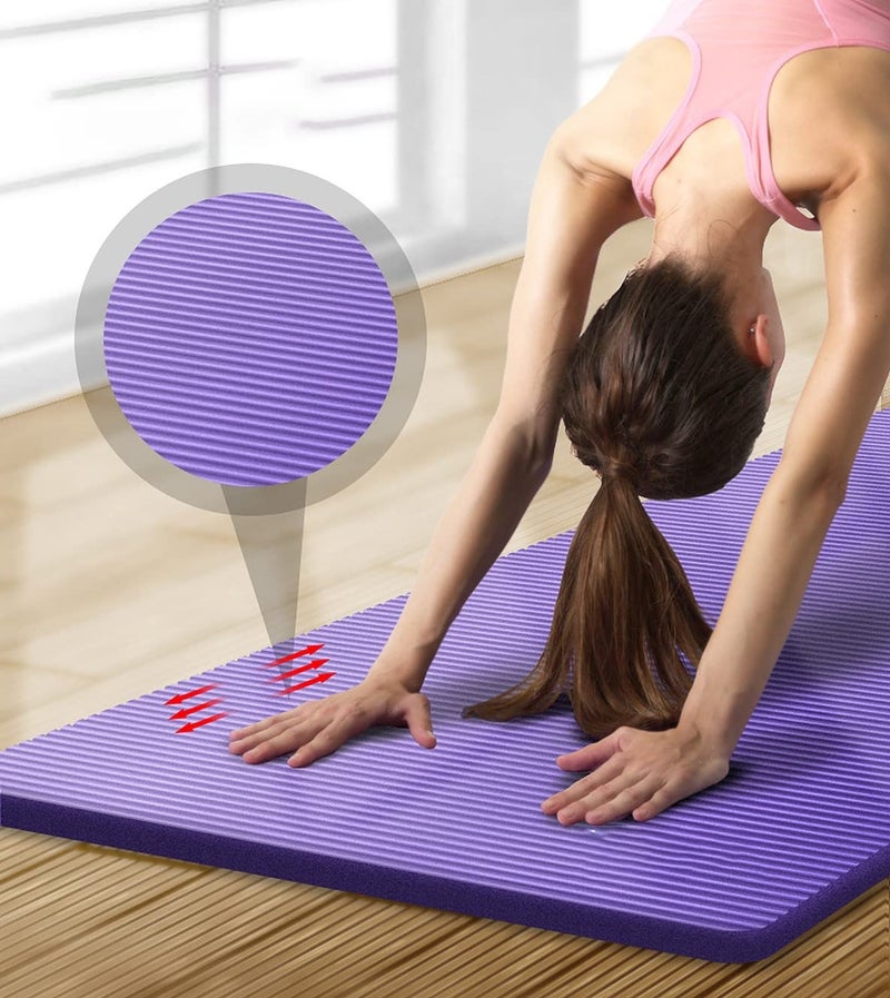 Wolpin Anti-Slip Yoga Mat for Men & Women Exercise Mat, Large (6 mm Thickness) with Strap to Carry Home Gym & Outdoor Workout Fitness Water-Resistant, Soft Purple - Image 5