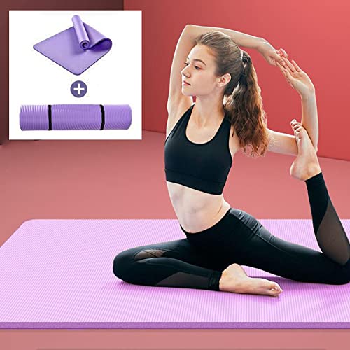 Wolpin Anti-Slip Yoga Mat for Men & Women Exercise Mat, Large (6 mm Thickness) with Strap to Carry Home Gym & Outdoor Workout Fitness Water-Resistant, Soft Purple - Image 1