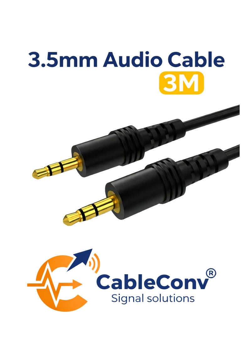 CABLE CONV 3.5mm Audio Cable 3M AUX Stereo Jack Male to Male Gold Plated High Quality Sound Cable - Image 1