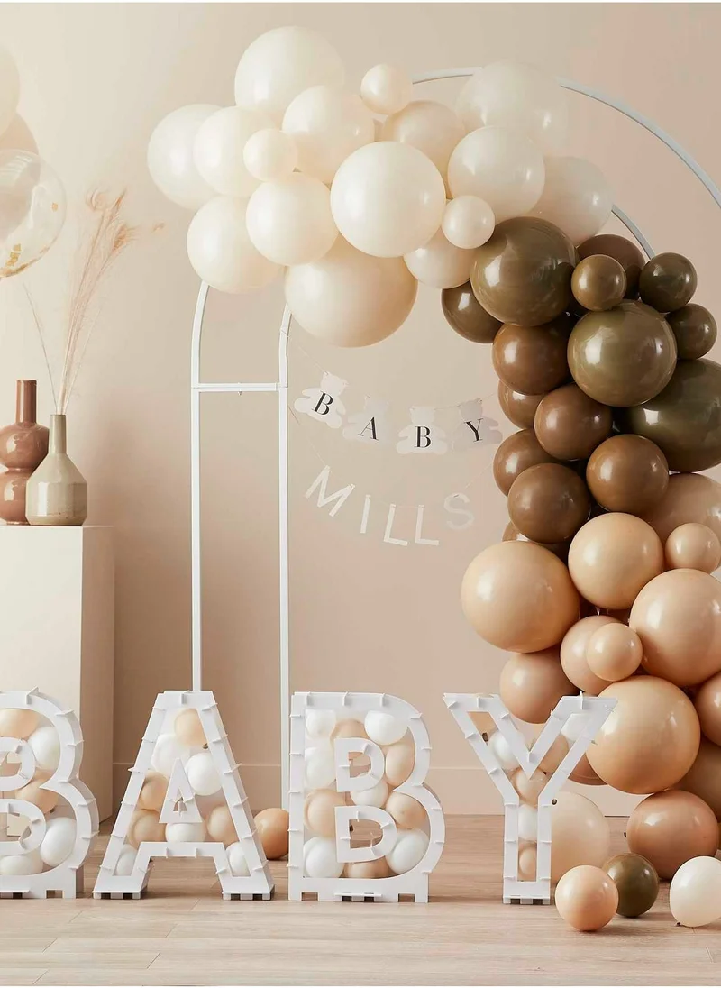 Ginger Ray Baby Shower Mixed Slogan and Confetti Balloon Bundle - Taupe