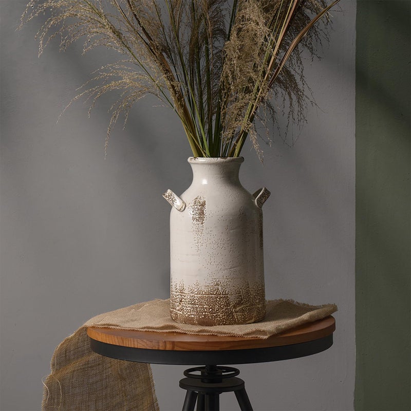 Quoowiit Ceramic Rustic Farmhouse Vase, 14 Inch Distressed Decorative Flower Vase for Home Decor, Large White Vase for Living Room Bedroom Kitchen Office Decor Centerpiece Table Decorations - Image 2
