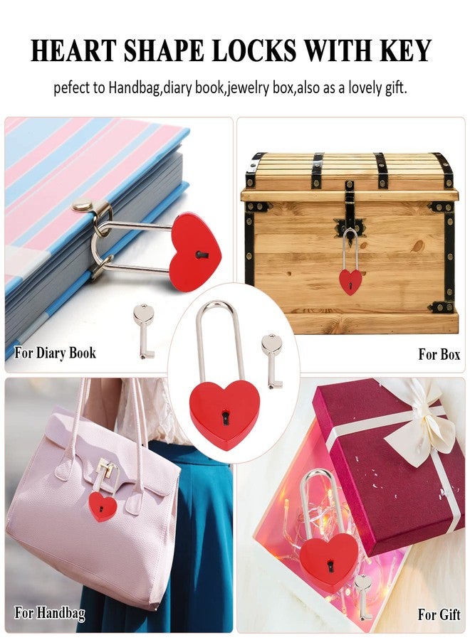 VeYocilk 2pcs Love Lock 3.5” 50mm Heart Padlock Matte Red Single Heart Wish Lock Love Padlock with Key for Bridge, Lovers, Wedding, Anniversary, Travel Present - Image 5