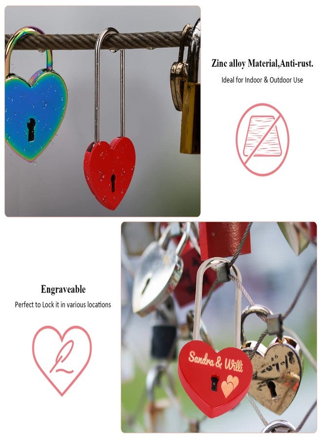 VeYocilk 2pcs Love Lock 3.5” 50mm Heart Padlock Matte Red Single Heart Wish Lock Love Padlock with Key for Bridge, Lovers, Wedding, Anniversary, Travel Present - Image 4