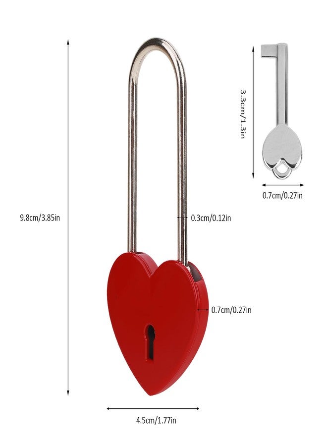 VeYocilk 2pcs Love Lock 3.5” 50mm Heart Padlock Matte Red Single Heart Wish Lock Love Padlock with Key for Bridge, Lovers, Wedding, Anniversary, Travel Present - Image 3