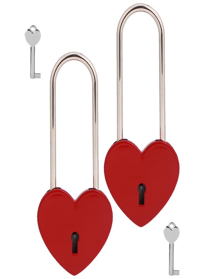 VeYocilk 2pcs Love Lock 3.5” 50mm Heart Padlock Matte Red Single Heart Wish Lock Love Padlock with Key for Bridge, Lovers, Wedding, Anniversary, Travel Present - Image 1