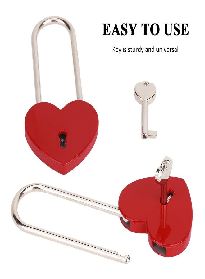 VeYocilk 2pcs Love Lock 3.5” 50mm Heart Padlock Matte Red Single Heart Wish Lock Love Padlock with Key for Bridge, Lovers, Wedding, Anniversary, Travel Present - Image 2