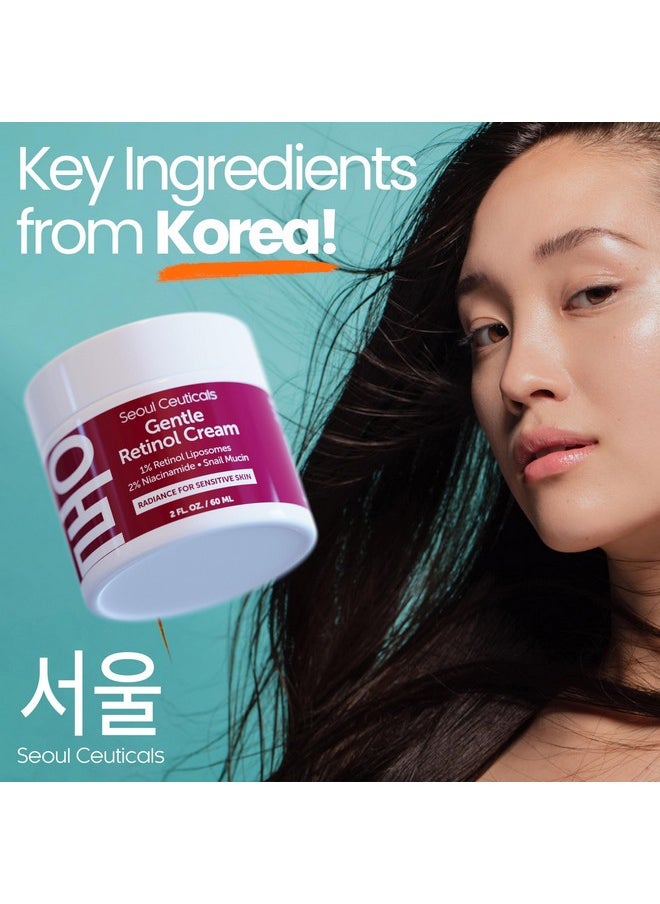 seoulceuticals - 1% Korean Retinol Night Cream 97.5% Snail Mucin + 2% Niacinamide Moisturizer For Face Gentle K Beauty For Sensitive Skin 2Oz - Image 1
