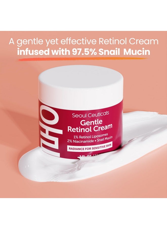 seoulceuticals - 1% Korean Retinol Night Cream 97.5% Snail Mucin + 2% Niacinamide Moisturizer For Face Gentle K Beauty For Sensitive Skin 2Oz - Image 1