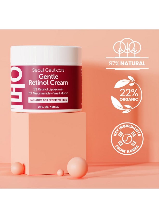 seoulceuticals - 1% Korean Retinol Night Cream 97.5% Snail Mucin + 2% Niacinamide Moisturizer For Face Gentle K Beauty For Sensitive Skin 2Oz - Image 1