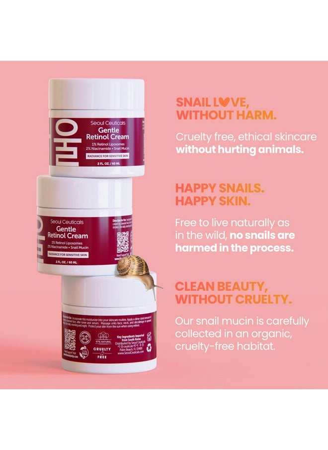 seoulceuticals - 1% Korean Retinol Night Cream 97.5% Snail Mucin + 2% Niacinamide Moisturizer For Face Gentle K Beauty For Sensitive Skin 2Oz - Image 1