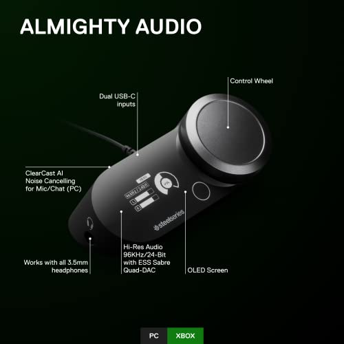 SteelSeries GameDAC Gen 2 Hi-Res Audio Amplifier - ESS Sabre Quad-DAC - AI Noise Cancellation - 360° Spatial Audio - Hi-Res Certified - PC, Xbox, PS5, PS4 - Image 3
