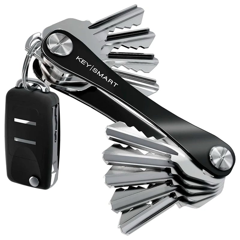 key smart KeySmart Original Key Holder - Compact Key Organizer for Key Chain, Minimalist Clutter-Free EDC Keychains Key Ring, Black, 8 Keys - Image 1