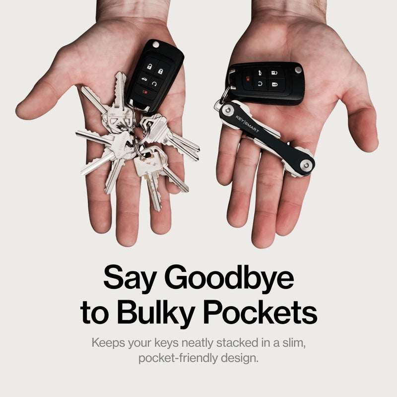 key smart KeySmart Original Key Holder - Compact Key Organizer for Key Chain, Minimalist Clutter-Free EDC Keychains Key Ring, Black, 8 Keys - Image 2