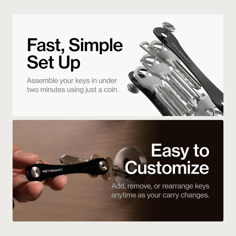 key smart KeySmart Original Key Holder - Compact Key Organizer for Key Chain, Minimalist Clutter-Free EDC Keychains Key Ring, Black, 8 Keys - Image 4