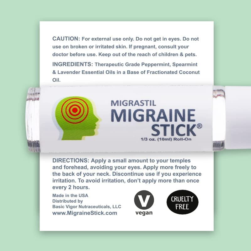 Basic Vigor Migrastil Migraine Stick 3-Pack Natural Migraine Roll-on. Made in The USA with Peppermint, Spearmint and Lavender Essential Oils. (Regular Strength) - Image 3