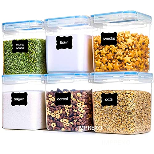 IMPREXO Airtight Plastic Containers For Kitchen Storage Containers For Kitchen Airtight Kitchen Containers (Pack Of 6, 1500 Ml),Transparent - Image 1