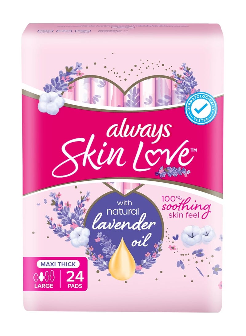 Always Skin Love Pads Lavender Freshness Thick & Large 24 Count - Image 1