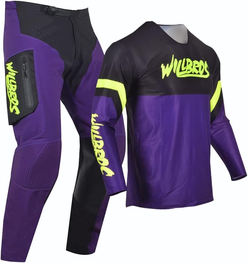 Willbros Motocross Jersey Pants Combo for Men and Women - Black Purple - Image 2