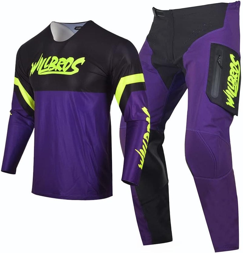 Willbros Motocross Jersey Pants Combo for Men and Women - Black Purple - Image 1