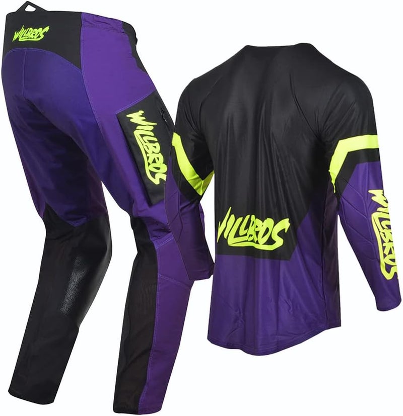 Willbros Motocross Jersey Pants Combo for Men and Women - Black Purple - Image 3