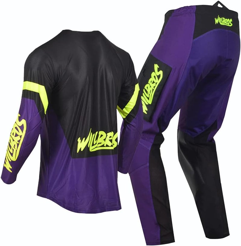 Willbros Motocross Jersey Pants Combo for Men and Women - Black Purple - Image 4