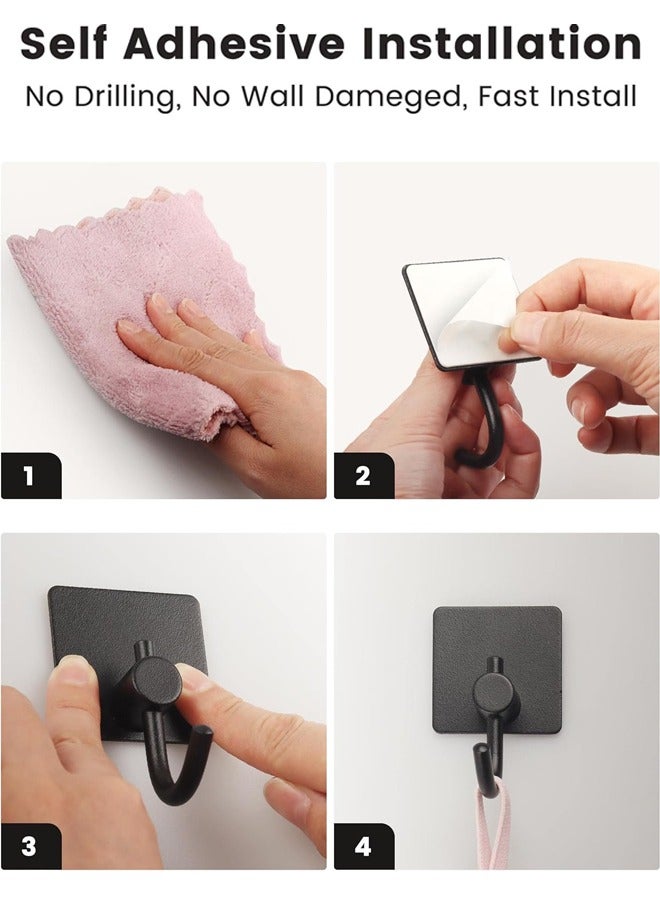 Self Adhesive Hooks,Heavy Duty Stick On Wall and Door Hooks for Hanging,Towel Hooks for Coat/Robe/Towels Stick on Bathroom/Kitchen/Room, 4 Pack  - Image 4
