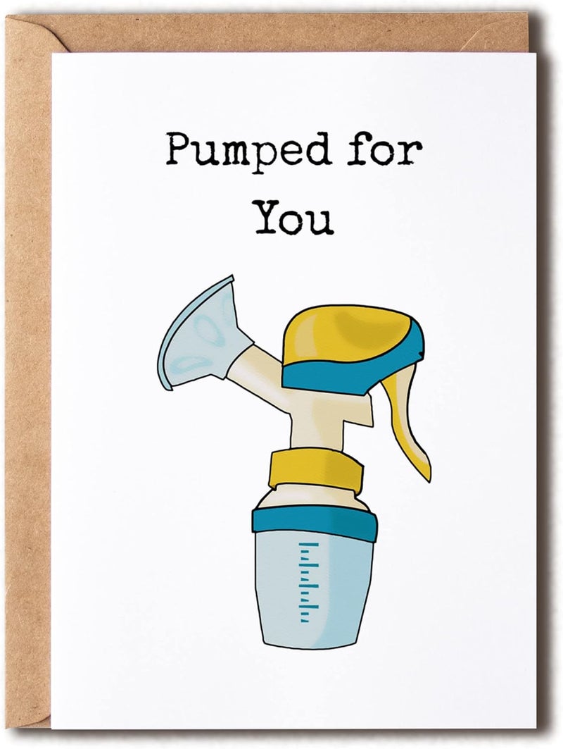 KrysDesigns Pumped For You Baby Card  Baby Girl Boy Greeting Card  Neutral Baby Card  Funny Pregnancy Card  Funny Mothers Day Card For First Time Mom - Image 1