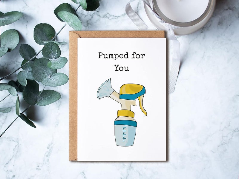 KrysDesigns Pumped For You Baby Card  Baby Girl Boy Greeting Card  Neutral Baby Card  Funny Pregnancy Card  Funny Mothers Day Card For First Time Mom - Image 2