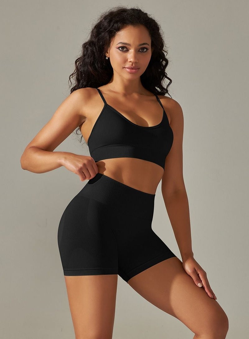 Loquat Yoga Tight Fitting Stretch Soft Sets Black - Image 1