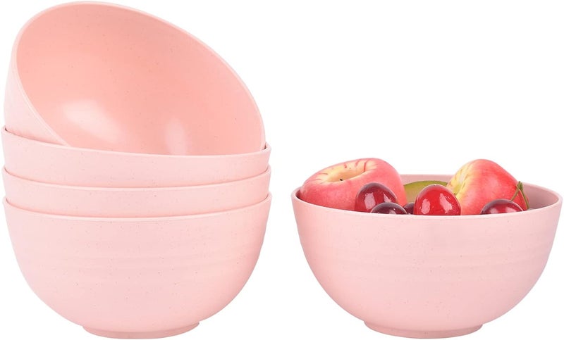 Lnrkai 5 PCS Pink Cereal Bowls 24 OZ Unbreakable Wheat Straw Bowls Injection Molded Polypropylene PP Modern Style Round 59 x 31 Inches Dishwasher  Microwave Safe - Image 1