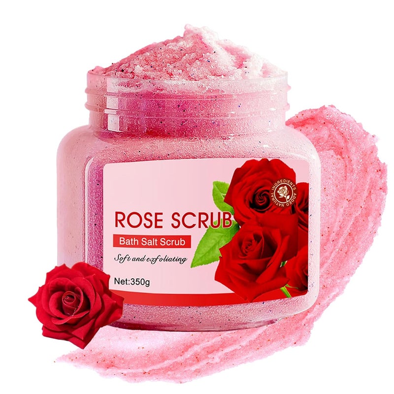 XMXueMei Rose Body Exfoliator Deep Cleaning Exfoliating Body Scrub Moisturizing Nourishing Salt Rose Body Scrub 350 g - Image 1