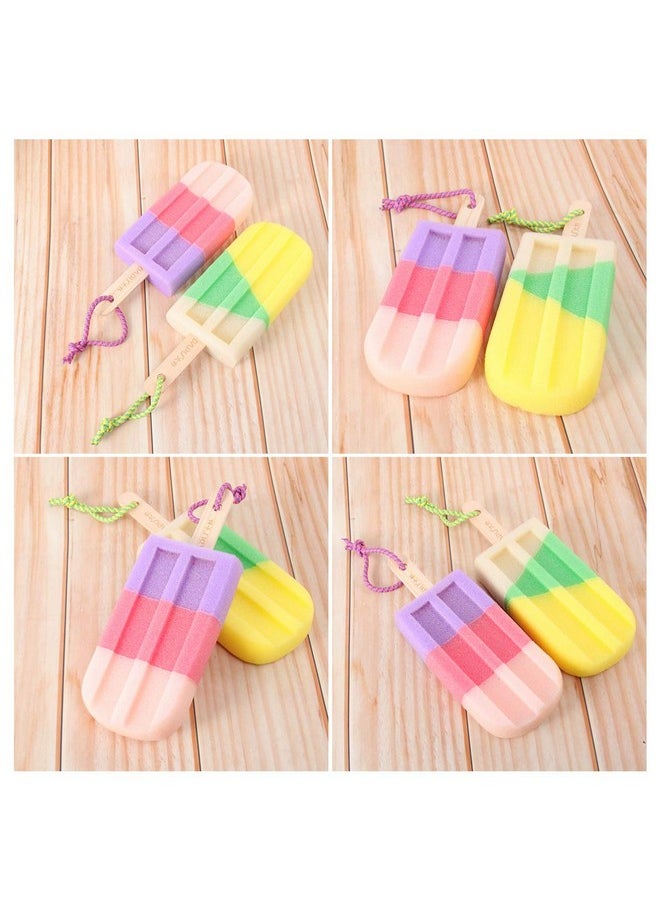 HEALLILY - 2Pcs Ice Cream Shaped Bath Ball Soft Bathing Towel Creative Bath Flower Shower Body Rubbing Towel Random Style Exfoliating Bath Sponge Body Sponge - Image 1