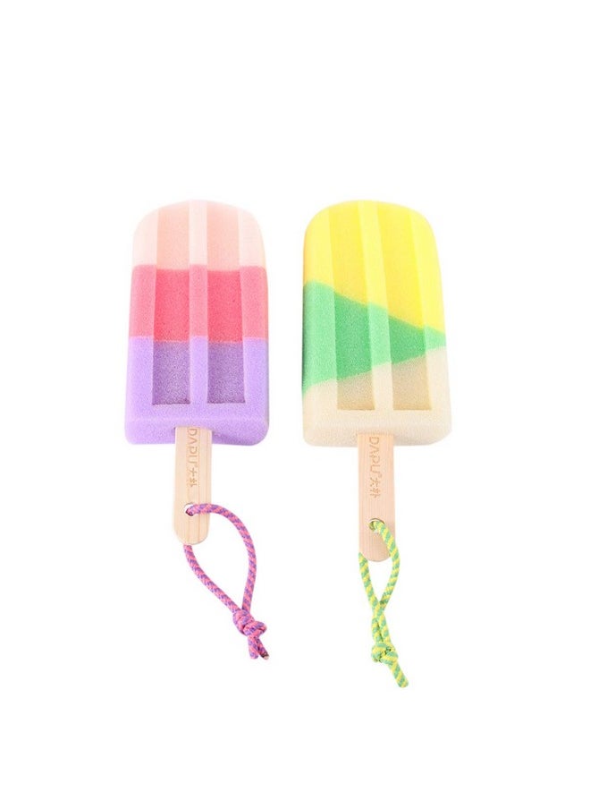HEALLILY - 2Pcs Ice Cream Shaped Bath Ball Soft Bathing Towel Creative Bath Flower Shower Body Rubbing Towel Random Style Exfoliating Bath Sponge Body Sponge - Image 1