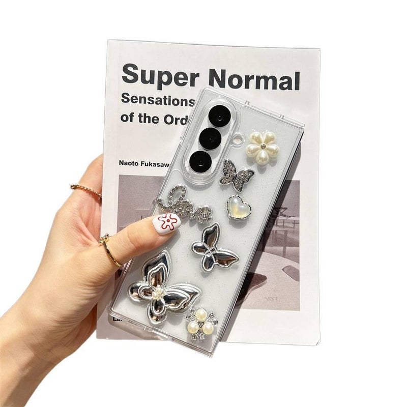 Protective Case | Butterfly | Acrylic | Love Pearl Butterfly | Drop Protection | Shockproof Cover for Samsung Galaxy Z Fold 6 - Image 1