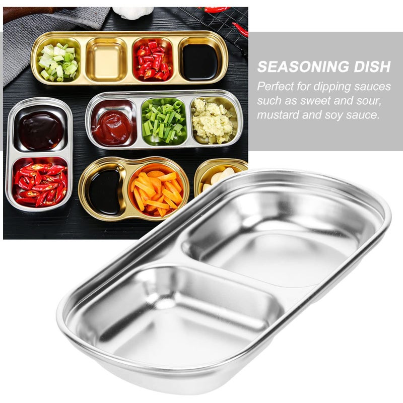 Stainless Steel Seasoning Dish 3 Piece Set 6.1 Inch Sauce Bowls for Dipping - Image 3
