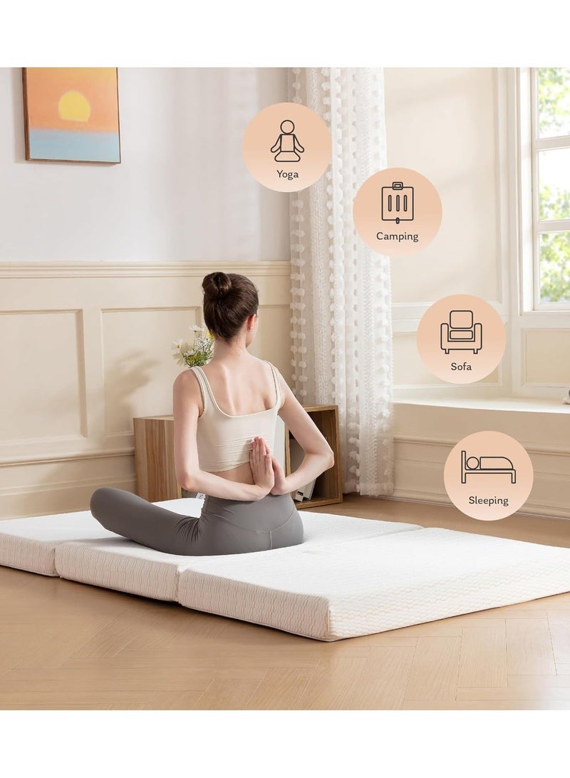 Comfy White Satin Folding Medicated Foam 180 X 90 X 7Cm Portable Classic Mattress - Image 4