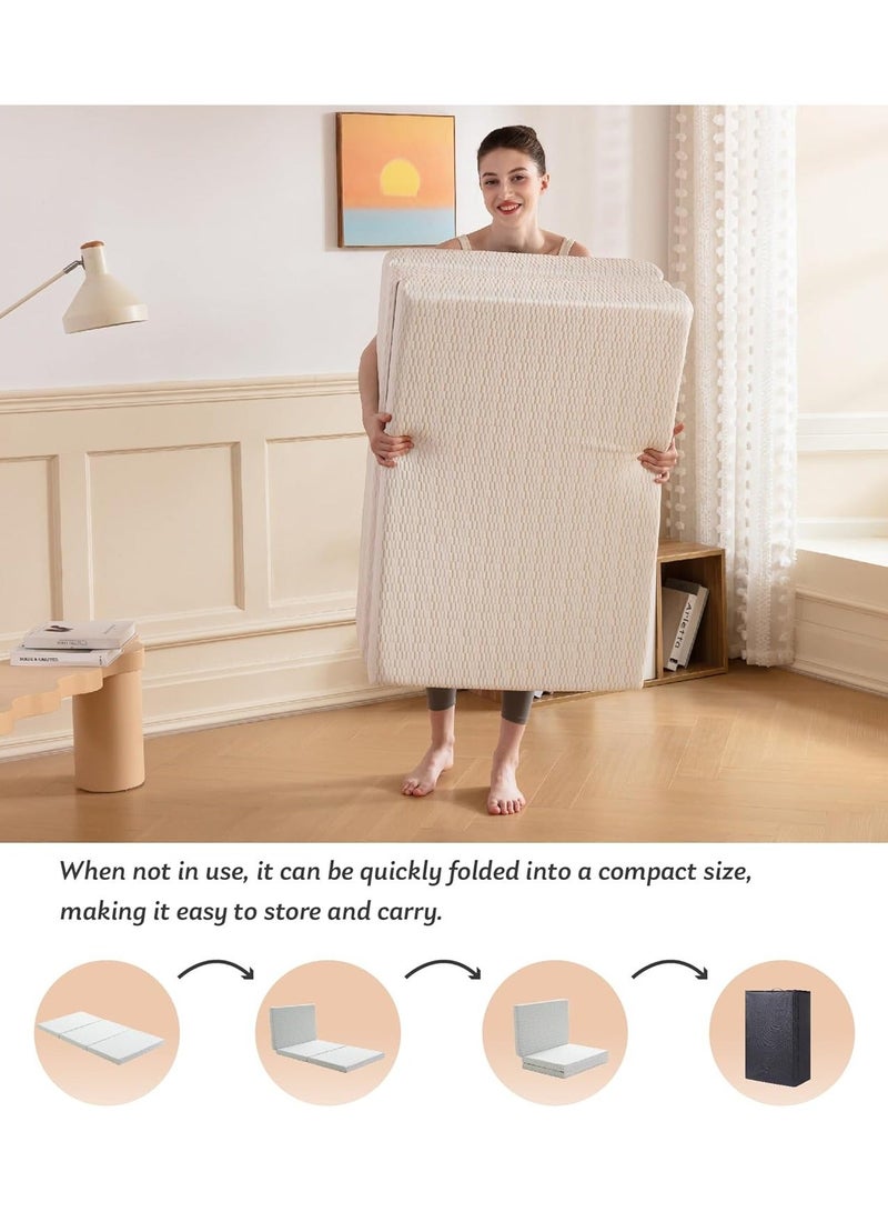 Comfy White Satin Folding Medicated Foam 180 X 90 X 7Cm Portable Classic Mattress - Image 3