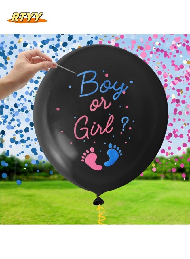 Baby Gender Reveal Balloon Big Black Balloons with Pink and Blue Confetti Packs for Boy or Girl Baby Shower Gender Reveal Party Supplies Decoration Kit