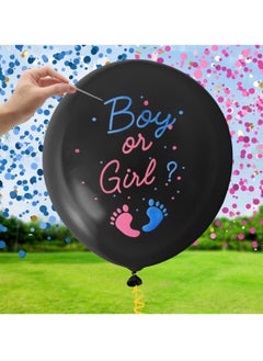 RTYY Baby Gender Reveal Balloon Big Black Balloons with Pink and Blue Confetti Packs for Boy or Girl Baby Shower Gender Reveal Party Supplies Decoration Kit  - Image 1