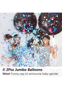 RTYY Baby Gender Reveal Balloon Big Black Balloons with Pink and Blue Confetti Packs for Boy or Girl Baby Shower Gender Reveal Party Supplies Decoration Kit  - Image 2