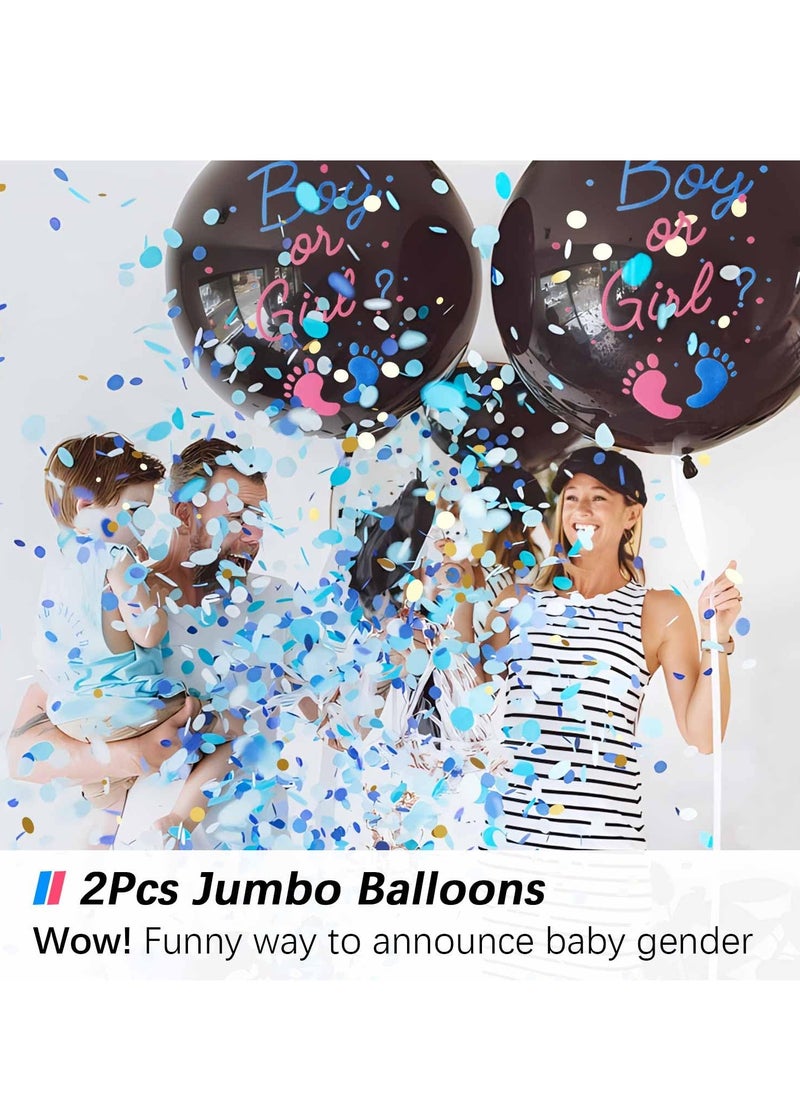 RTYY - Baby Gender Reveal Balloon Big Black Balloons with Pink and Blue Confetti Packs for Boy or Girl Baby Shower Gender Reveal Party Supplies Decoration Kit - Image 1