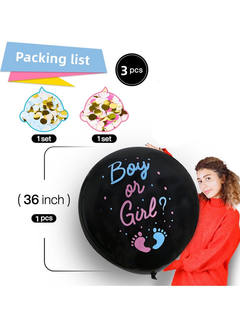 RTYY - Baby Gender Reveal Balloon Big Black Balloons with Pink and Blue Confetti Packs for Boy or Girl Baby Shower Gender Reveal Party Supplies Decoration Kit - Image 1